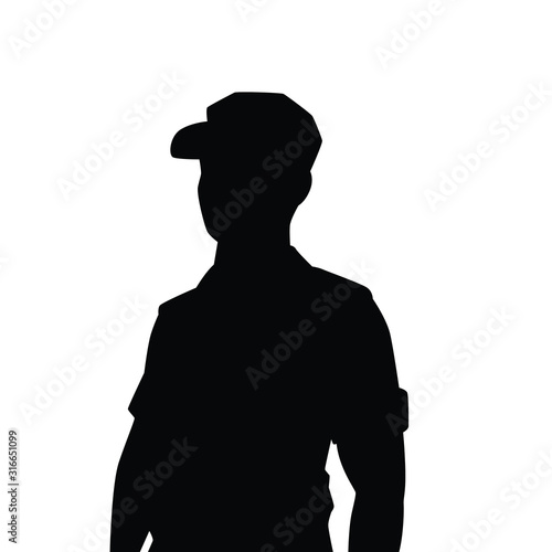Vector of saluting soldier silhouette vector on white background