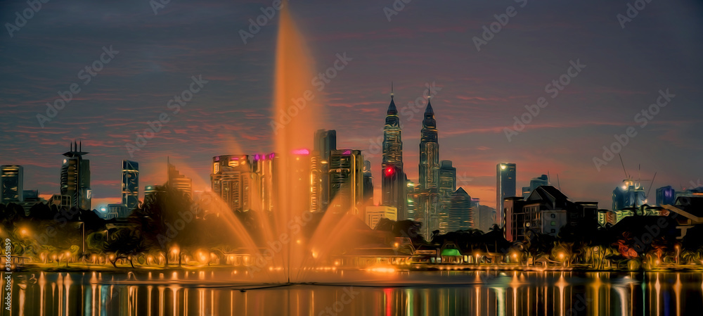 Naklejka premium Kuala Lumpur night Scenery, The Palace of Culture