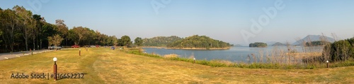 Panorama image of Tropical landscape view of National Park in morning time.