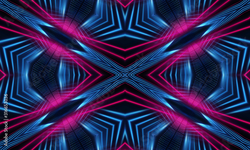 Dark neon background with l...
