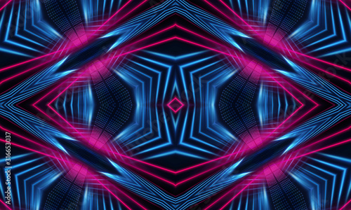 Dark neon background with l...