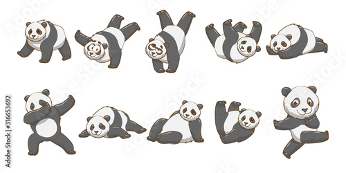 Panda vector set collection graphic clipart design