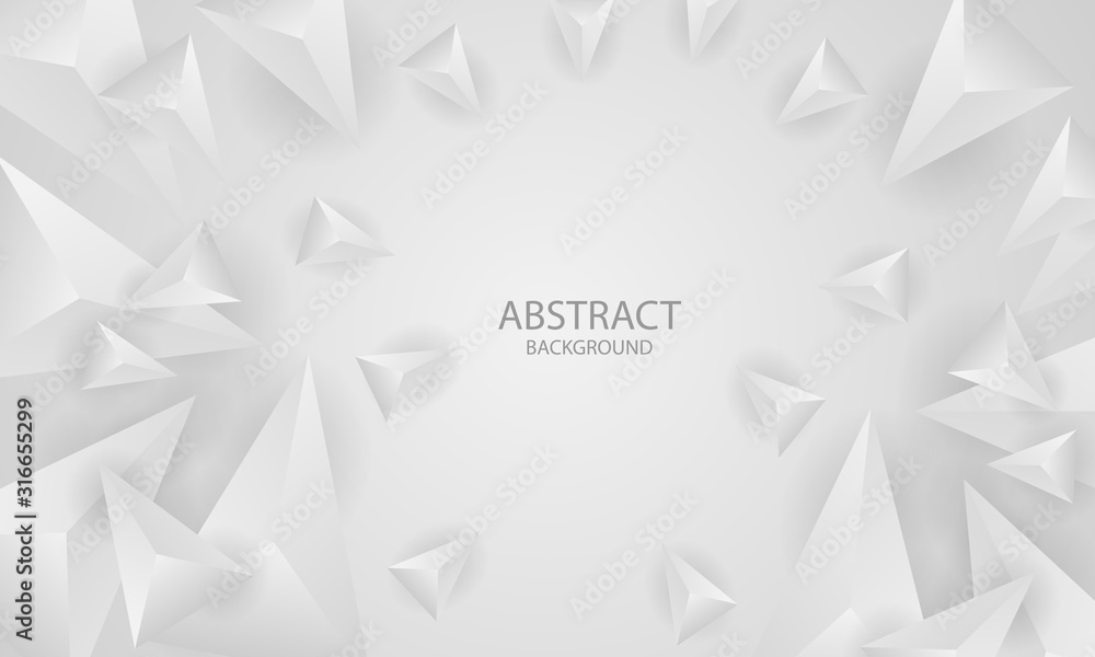 White light gray triangle background. Modern geometric background with 3d triangles. White light gray triangle background. Modern geometric background with 3d triangles.