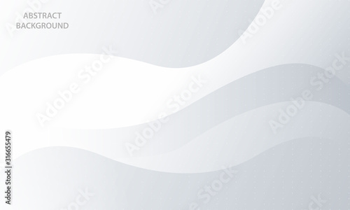 Abstract wave background with light silver element. Modern white background design.