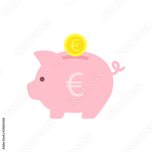 Piggy bank with euro coin