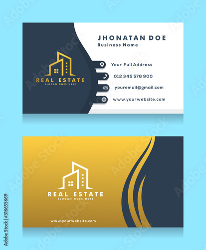 Business card design with real estate logo template vector