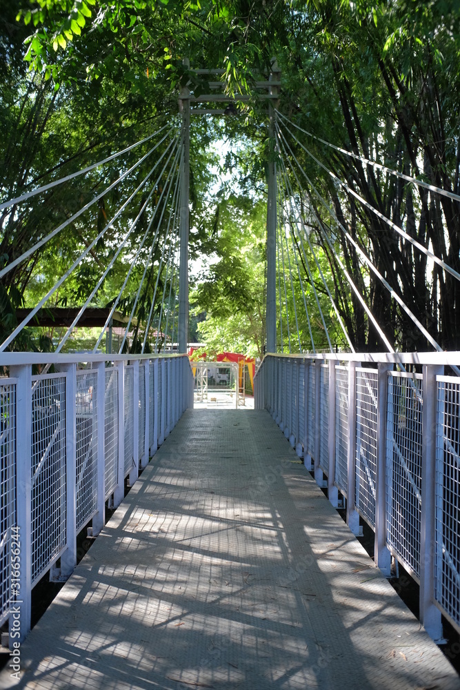 Fototapeta premium The crossing bridge design is made of sturdy steel material