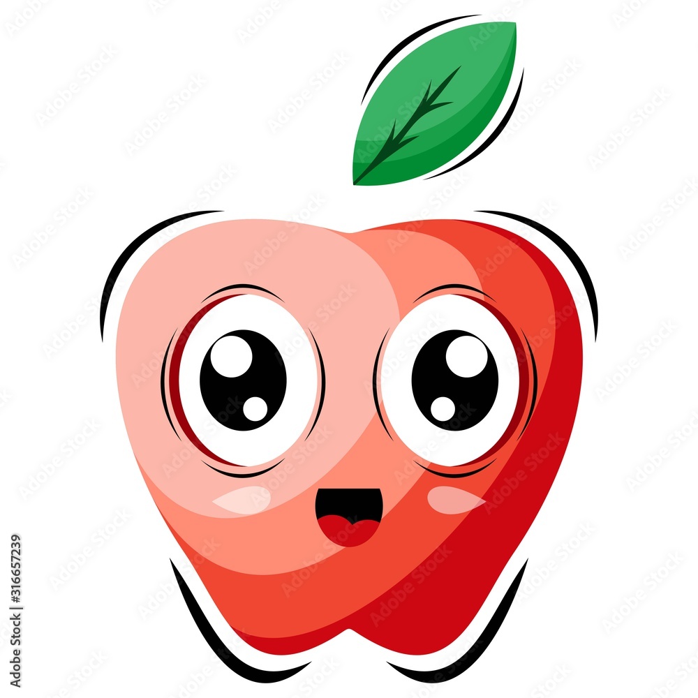 cute apple mascot design vector