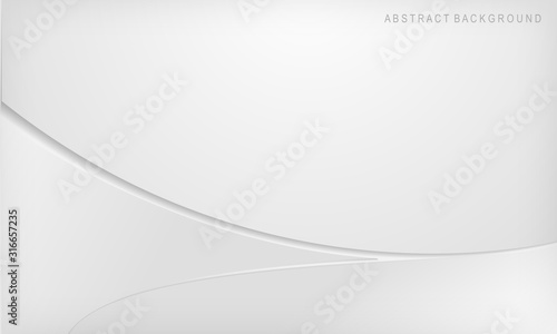 Abstract minimal white and gray gradient color curve background. Vector Illustration.