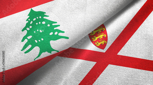 Lebanon and Jersey two flags textile cloth, fabric texture