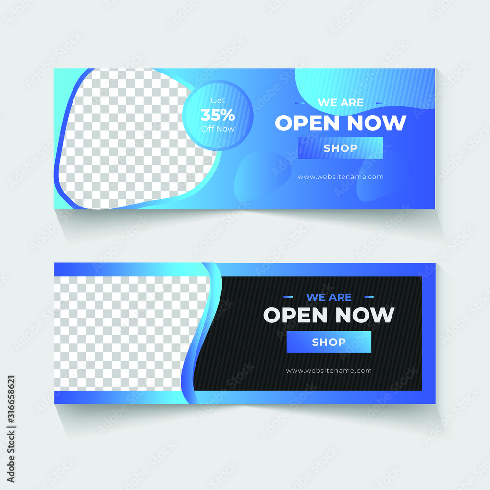 Obraz premium Facebook cover timeline vector photo, with gradient color. light and dark version