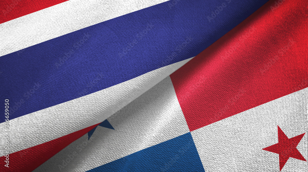 Thailand and Panama two flags textile cloth, fabric texture