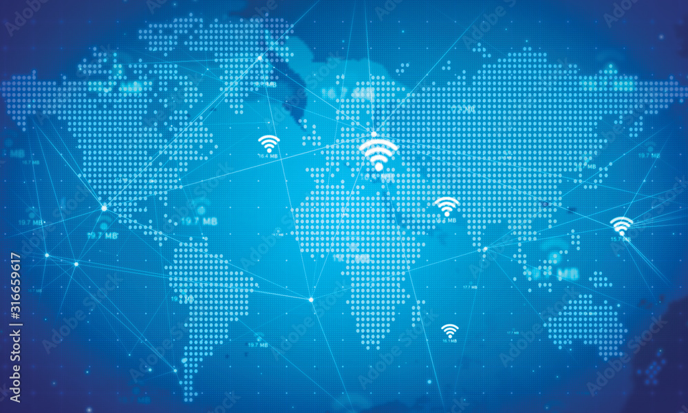 Wifi icon background.Network technology concepts Wifi icon background.Network technology concepts