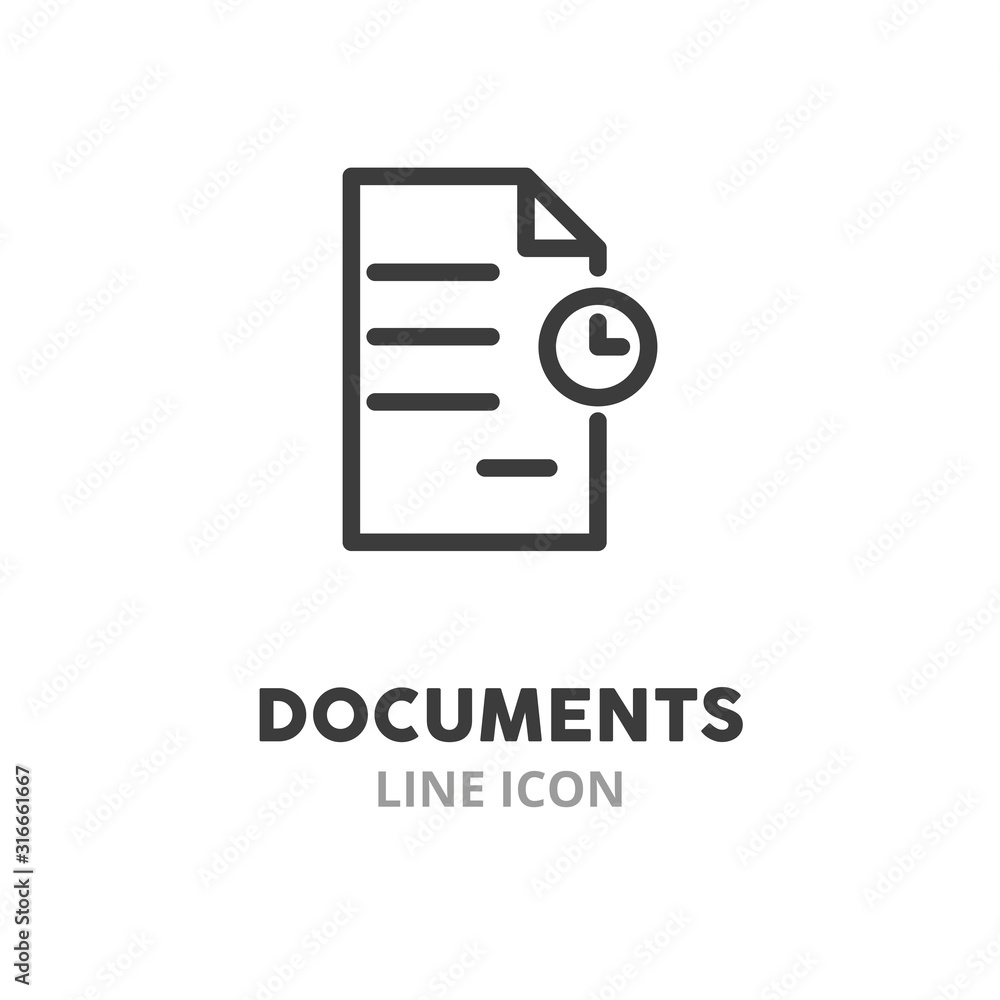 Documents simple line icon. Vector illustration symbol elements for web design.. Documents simple line icon. Vector illustration symbol elements for web design..