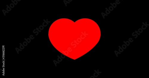 Red heart beating on alpa channel