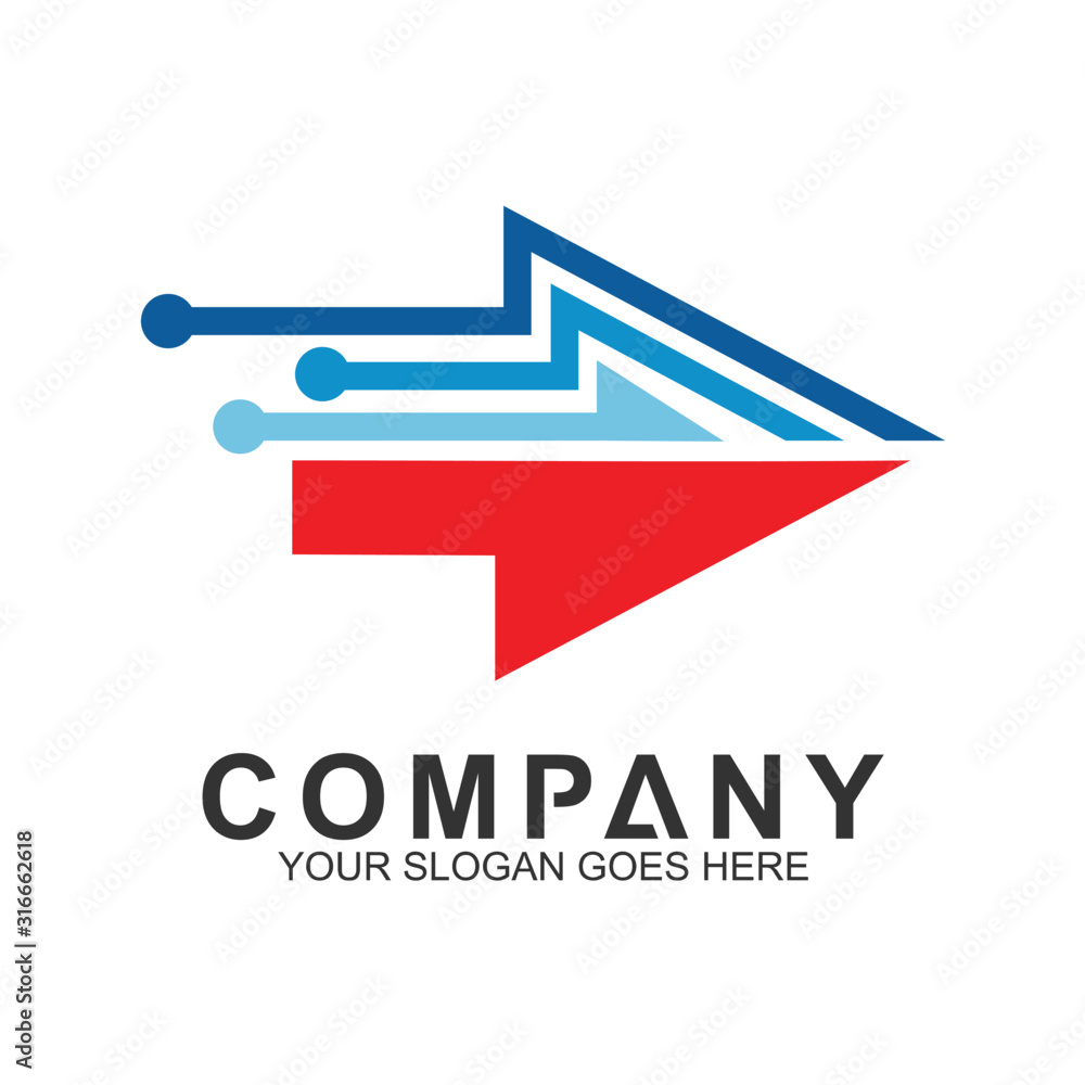 logo fast arrow with electronic circuit lines logo fast arrow with electronic circuit lines