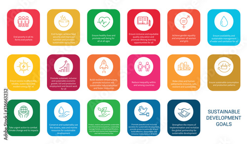 Icons Set .Sustainable Development Goals. 