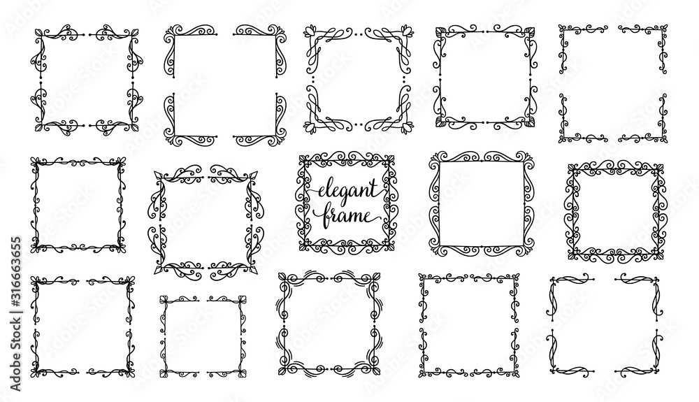 Set divider frame ornament.Decoration element design. Set divider frame ornament.Decoration element design.