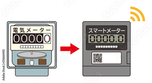 電気メーター スマートメーター 導入 アイコン イラスト ベクター