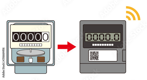 電気メーター スマートメーター 導入 アイコン イラスト ベクター