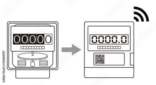 電気メーター スマートメーター 導入 アイコン イラスト ベクター
