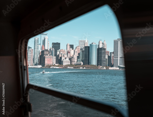 Downtown Manhattan through the window