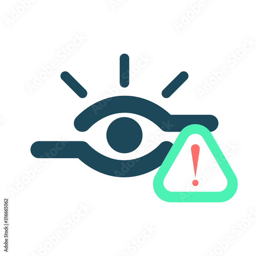 Retina scan and warning sign,Cyber security concept. Digital security authentication concept. Biometric authorization. Identification