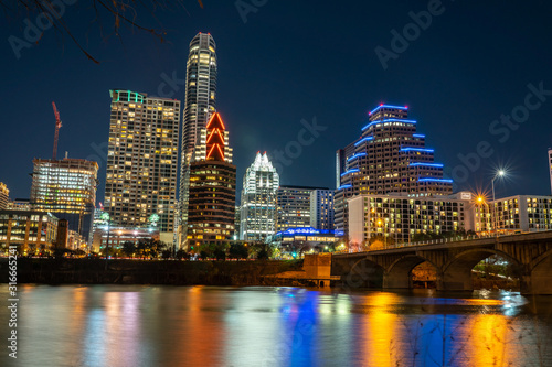 Night View of the Austin Building Skyline With New One Under Construction