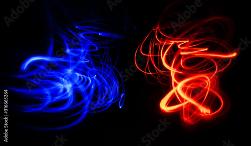 Abstract Light painting photo in the dark