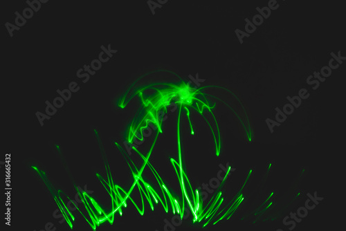 Abstract Light painting photo in the dark
