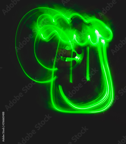 Abstract Light painting photo in the dark