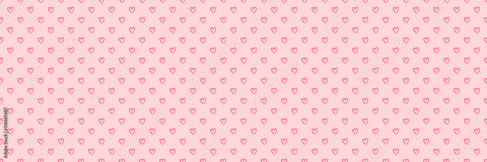 Hand drawn holiday background with abstract hearts. Seamless light pattern. Valentine's day - obrazy, fototapety, plakaty 