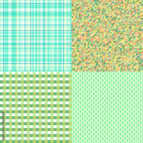 Set of seamless patterns. Simple colored background. Seamless geometric texture