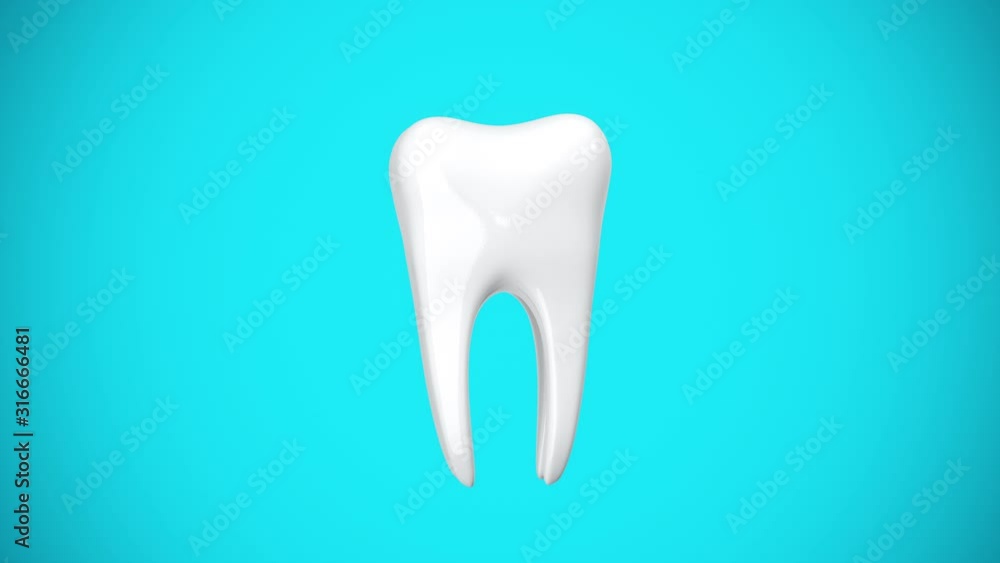 Close up Slow motion Cleaning white teeth Rotate on blue background with alpha matte. 3D animation. 4K Close up Slow motion Cleaning white teeth Rotate on blue background with alpha matte. 3D animation. 4K