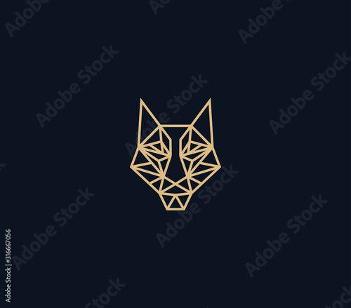 abstract wolf head logo design template , line art logo illustrations