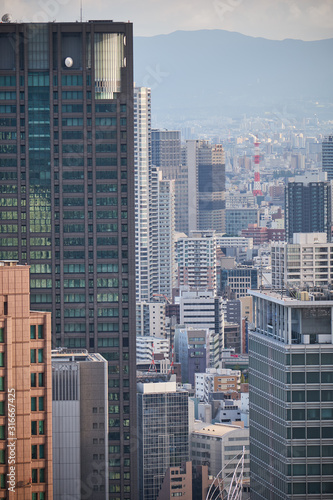 The skyscraper center in the Kita (north) downtown of Osaka. Japan © Serg Zastavkin