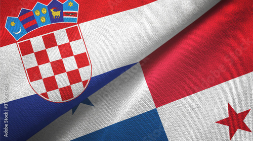 Croatia and Panama two flags textile cloth, fabric texture