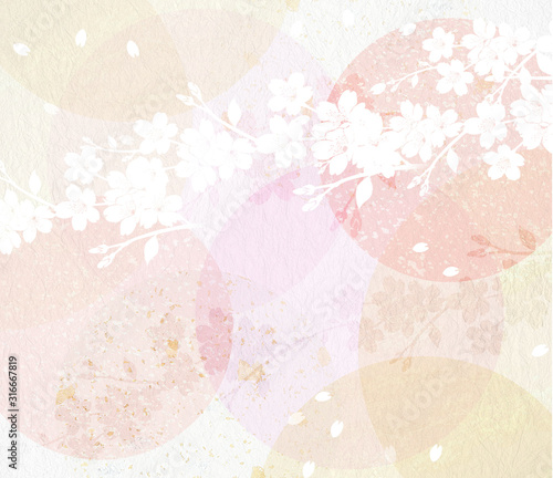 透明感のある和紙を背景にした桜 © imagefuji