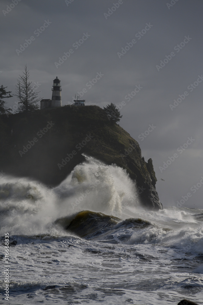 Crashing surf at Cape Disappointment State Park in Washington State