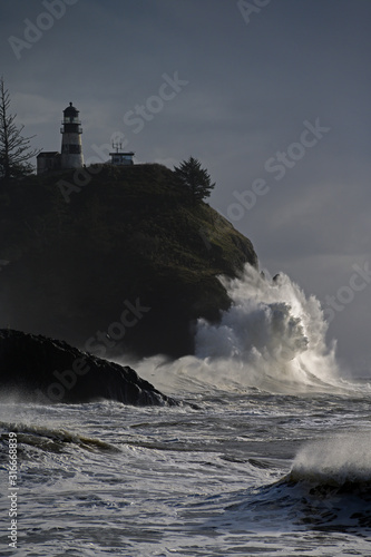 Crashing surf at Cape Disappointment State Park in Washington State