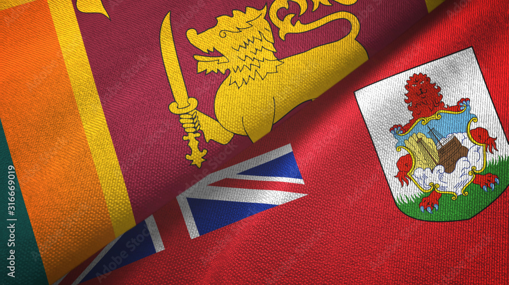 Sri Lanka and Bermuda two flags textile cloth, fabric texture Sri Lanka and Bermuda two flags textile cloth, fabric texture