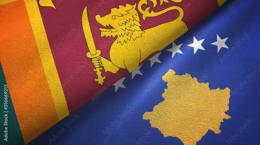 Sri Lanka and Kosovo two flags textile cloth, fabric texture