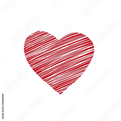 Scribble doodle heart drawing. Isolated. Symbol for love, marriage, gift and Valentines Day. Vector