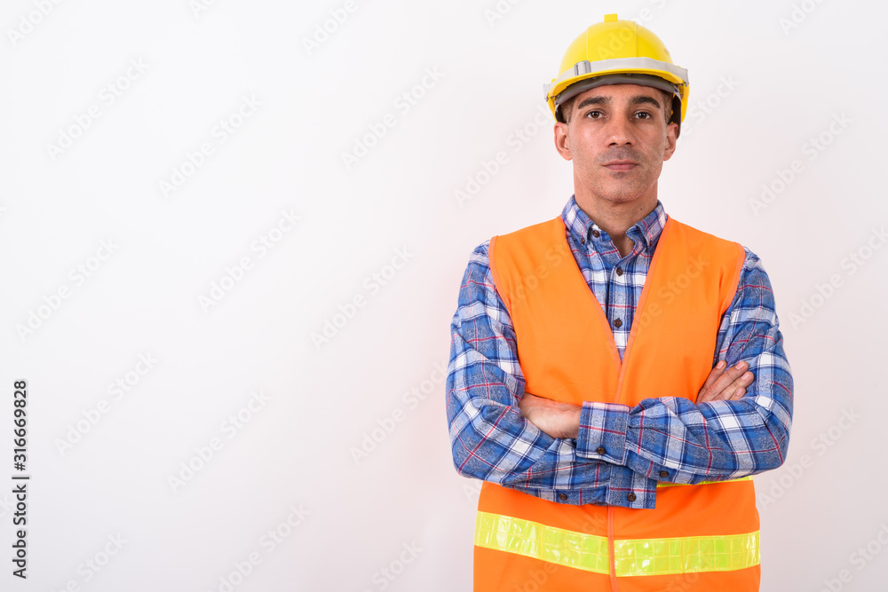 Portrait of mature Persian man construction worker Portrait of mature Persian man construction worker