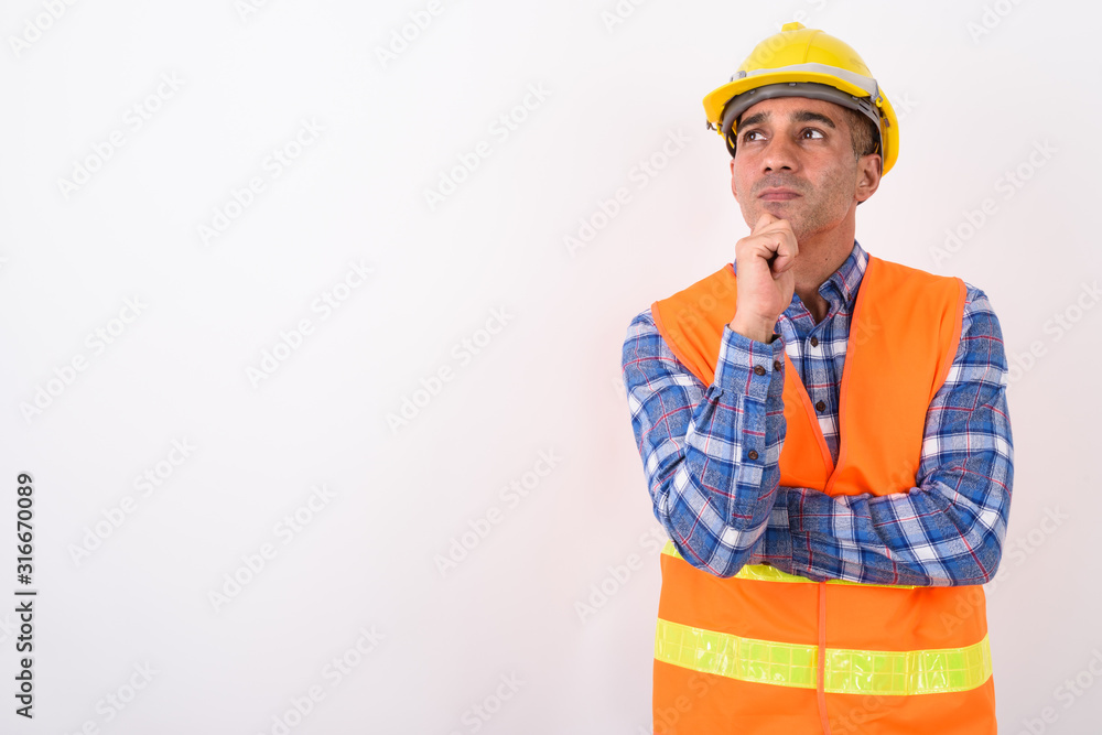 Portrait of mature Persian man construction worker Portrait of mature Persian man construction worker
