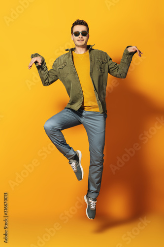 jumping bright man