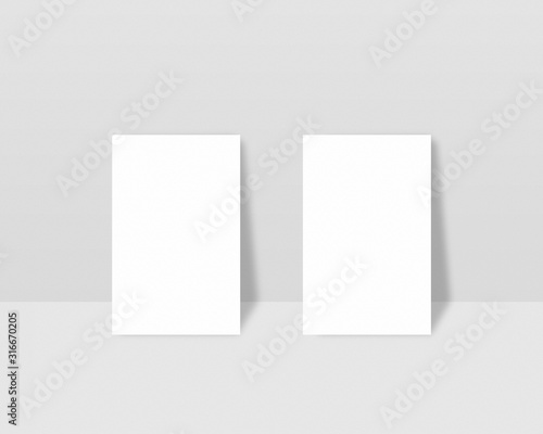 Mockup of two vertical business cards. Mockup scene. Template for branding identity. Photo mockup with clipping path.