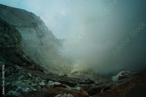 Ijen Crater is a acidic crater lake located at the top of Mount Ijen with a lake depth of 200 meters and the area of       the crater reaching 5 466 hectares.