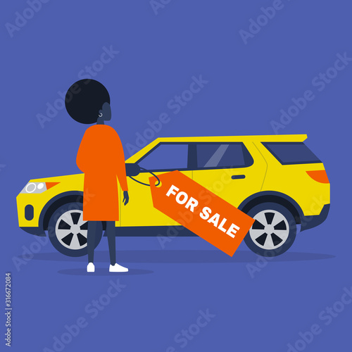 Car for sale, a young male character buying a vehicle, suv