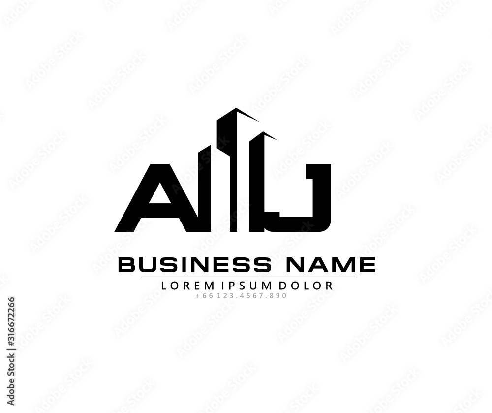 A J AJ Initial building logo concept